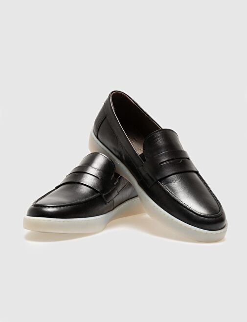 Hakiki Deri Siyah Kemerli Erkek Günlük Ayakkabı - Görsel 5