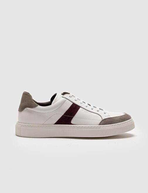 Cabani Ayakkabı Beyaz-Bordo Erkek Sneaker 121031R - Görsel 3