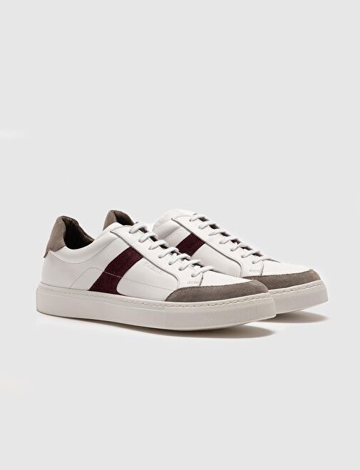 Cabani Ayakkabı Beyaz-Bordo Erkek Sneaker 121031R - Görsel 4