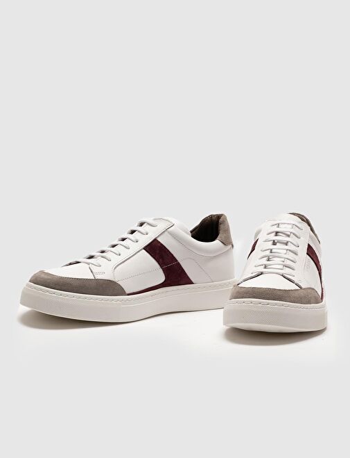 Cabani Ayakkabı Beyaz-Bordo Erkek Sneaker 121031R - Görsel 6