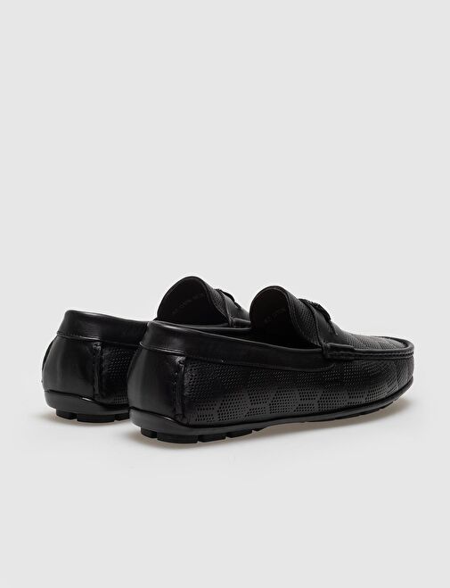 Hakiki Deri Siyah Desenli Tokalı Erkek Loafer - Görsel 4