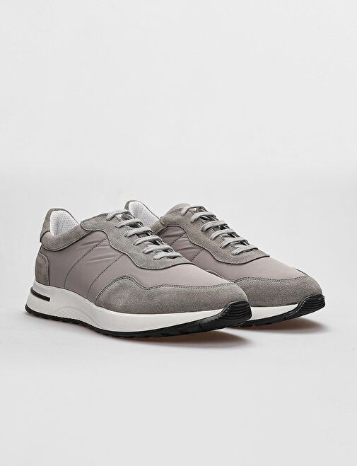 Hakiki Deri Gri Bağcıklı Erkek Spor Ayakkabı - Görsel 4