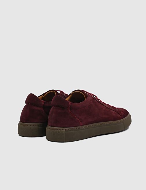 Hakiki Deri Bordo Süet Bağcıklı Erkek Spor Ayakkabı - Görsel 4