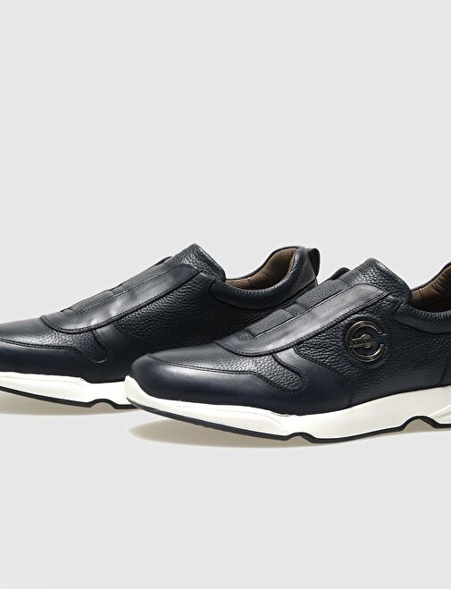 Hakiki Deri Lacivert Erkek Spor Ayakkabı - Görsel 5