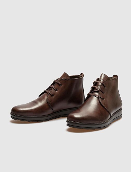 Hakiki Deri Kahverengi Bağcıklı Erkek Günlük Bot - Görsel 5