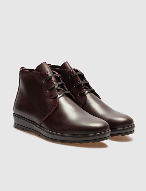Hakiki Deri Bordo Bağcıklı Erkek Günlük Bot - Görsel 3