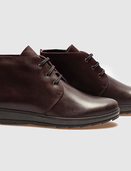 Hakiki Deri Bordo Bağcıklı Erkek Günlük Bot - Görsel 5