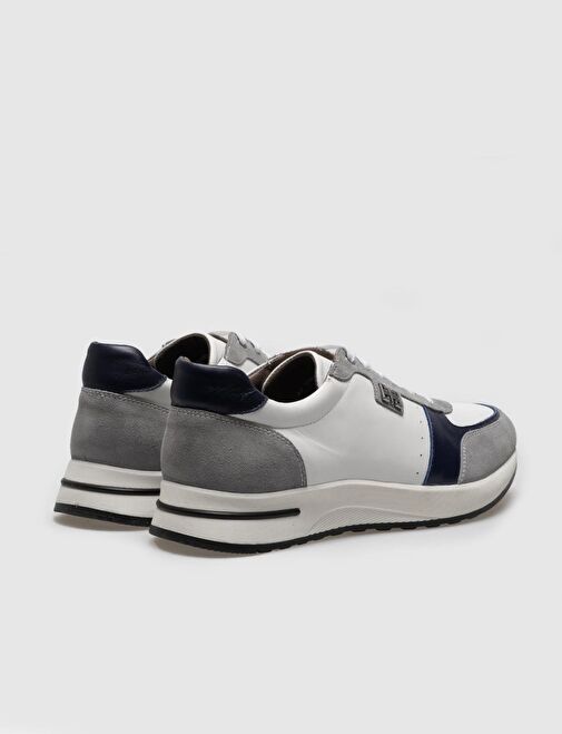 Cabani Ayakkabı Beyaz-Gri-Lacivert Erkek Deri Sneaker 121070 - Görsel 4