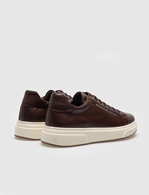 Hakiki Deri Kahverengi Bağcıklı Erkek Spor Ayakkabı - Görsel 4