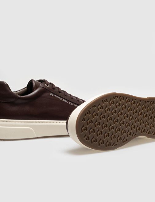 Hakiki Deri Kahverengi Bağcıklı Erkek Spor Ayakkabı - Görsel 5