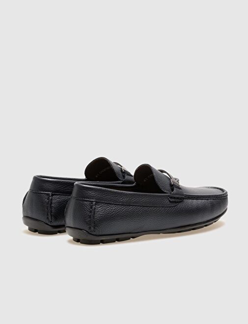 Hakiki Deri Lacivert Tokalı Erkek Loafer - Görsel 4