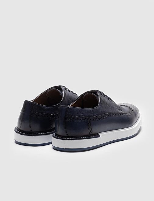 Hakiki Deri Lacivert Bağcıklı Erkek Günlük Ayakkabı - Görsel 5