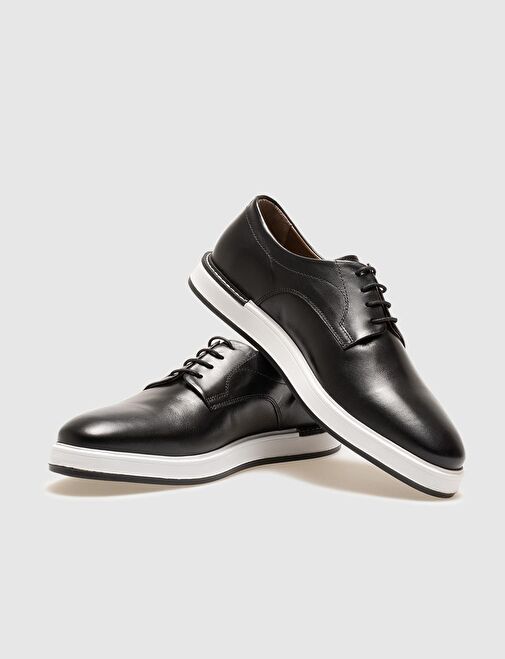 Hakiki Deri Siyah Bağcıklı Erkek Günlük Ayakkabı - Görsel 5