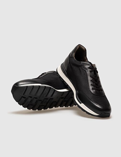 Cabani Ayakkabı Kahverengi-Siyah Erkek Deri - Kumaş Sneaker 121169 - Görsel 5