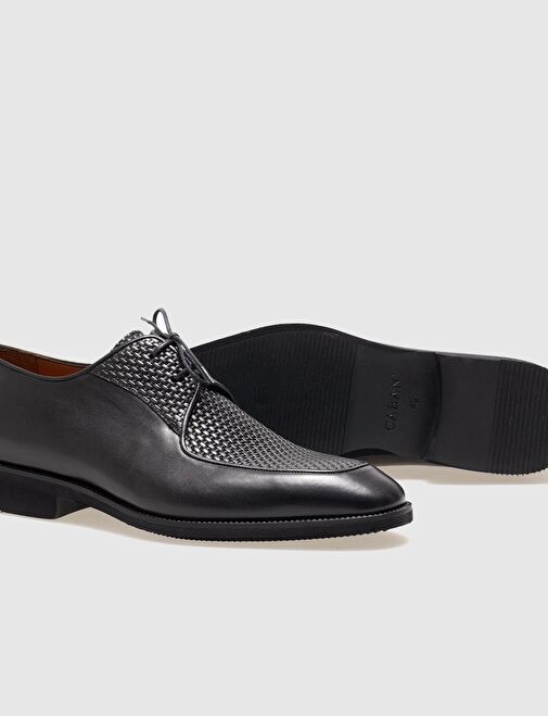 Hakiki Deri Siyah Bağcıklı Erkek Klasik Ayakkabı - Görsel 5