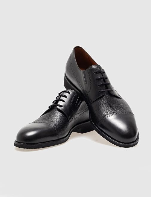 Hakiki Deri Siyah Bağcıklı Erkek Klasik Ayakkabı - Görsel 5