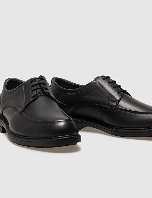 Hakiki Deri Siyah Bağcıklı Erkek Günlük Ayakkabı - Görsel 6