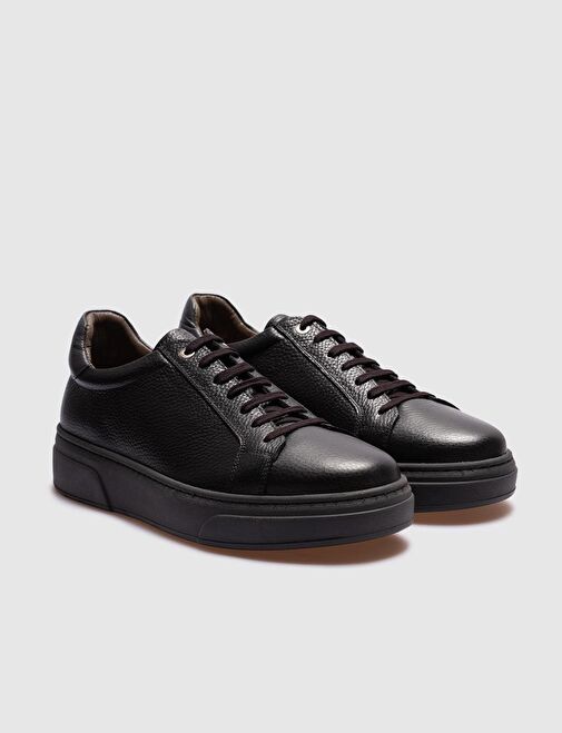 Hakiki Deri Siyah Bağcıklı Erkek Günlük Ayakkabı - Görsel 3