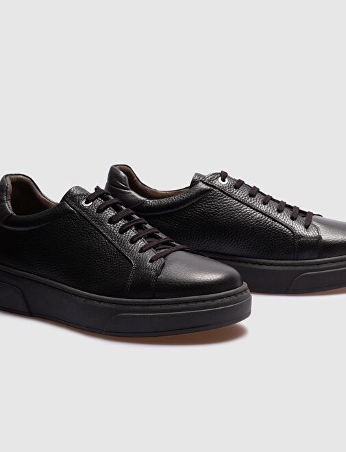 Hakiki Deri Siyah Bağcıklı Erkek Günlük Ayakkabı - Görsel 5