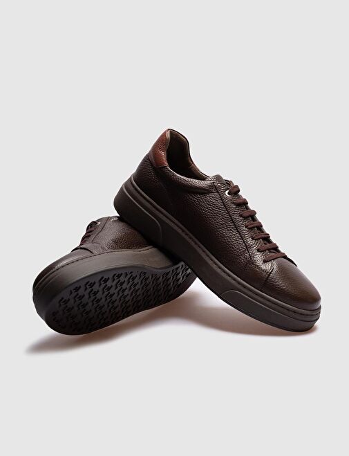 Hakiki Deri Kahverengi Bağcıklı Erkek Günlük Ayakkabı - Görsel 5