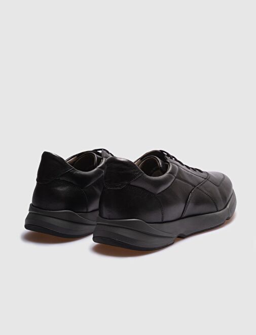 Hakiki Deri Siyah Bağcıklı Erkek Günlük Ayakkabı - Görsel 4