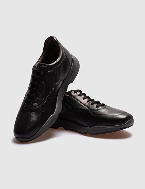 Hakiki Deri Siyah Bağcıklı Erkek Günlük Ayakkabı - Görsel 5