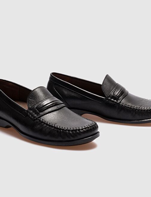 Hakiki Deri Siyah Erkek Günlük Ayakkabı - Görsel 5