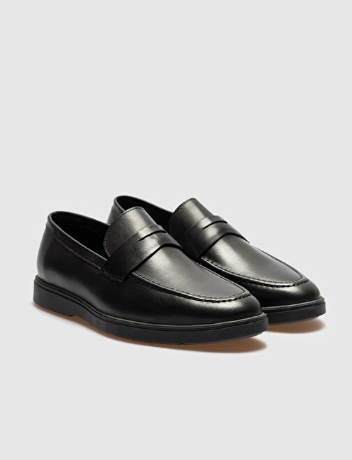 Hakiki Deri Siyah Erkek Günlük Ayakkabı - Görsel 3