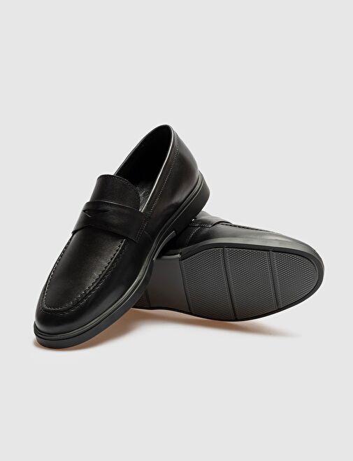 Hakiki Deri Siyah Erkek Günlük Ayakkabı - Görsel 5