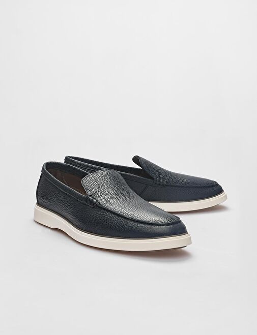 Hakiki Deri Lacivert Erkek Loafer - Görsel 5