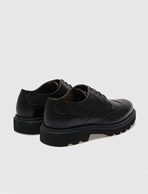 Hakiki Deri Siyah Bağcıklı Erkek Günlük Ayakkabı - Görsel 4