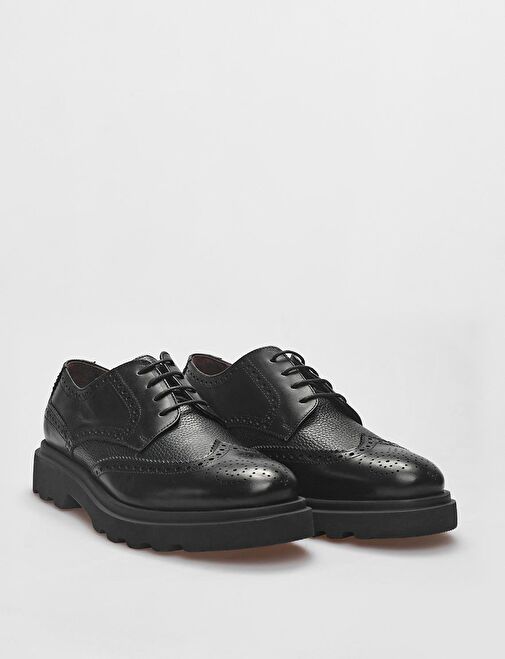 Hakiki Deri Siyah Bağcıklı Erkek Günlük Ayakkabı - Görsel 3