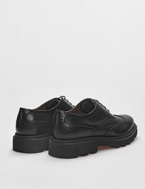 Hakiki Deri Siyah Bağcıklı Erkek Günlük Ayakkabı - Görsel 4