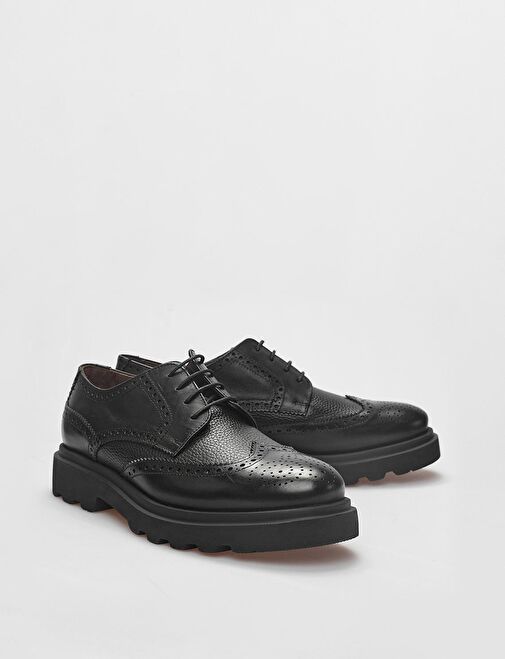 Hakiki Deri Siyah Bağcıklı Erkek Günlük Ayakkabı - Görsel 5