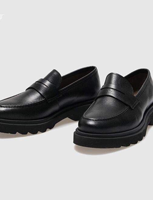 Hakiki Deri Siyah Erkek Günlük Ayakkabı - Görsel 5