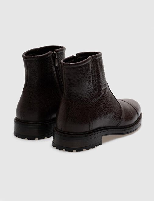 Hakiki Deri Kahverengi Fermuarlı Erkek Günlük Bot - Görsel 4