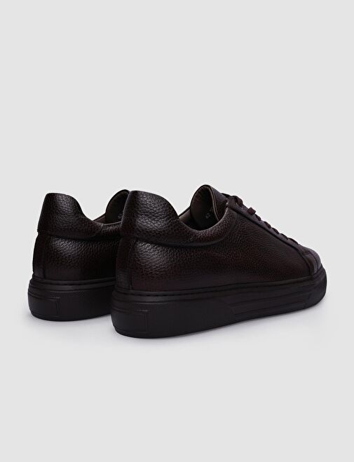 Hakiki Deri Kahverengi Bağcıklı Erkek Sneaker - Görsel 4
