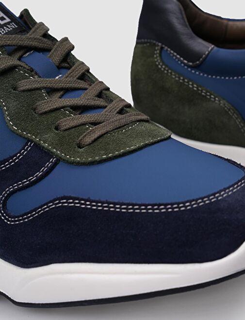 %100 Hakiki Deri Lacivert - Petrol Bağcıklı Erkek Spor Ayakkabı - Görsel 5