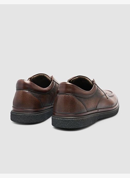 %100 Hakiki Deri Kahverengi Bağcıksız Erkek Günlük Ayakkabı - Görsel 4