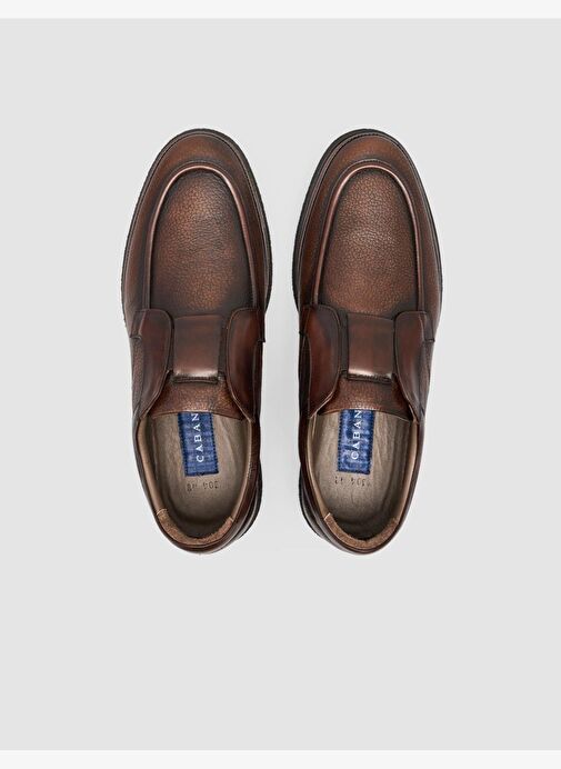 %100 Hakiki Deri Kahverengi Bağcıksız Erkek Günlük Ayakkabı - Görsel 5