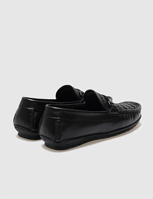 Hakiki Deri Siyah Kürklü Erkek Loafer - Görsel 4