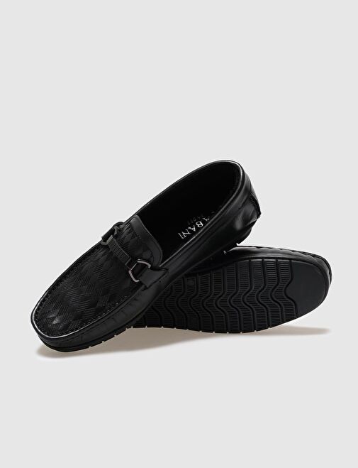 Hakiki Deri Siyah Kürklü Erkek Loafer - Görsel 5