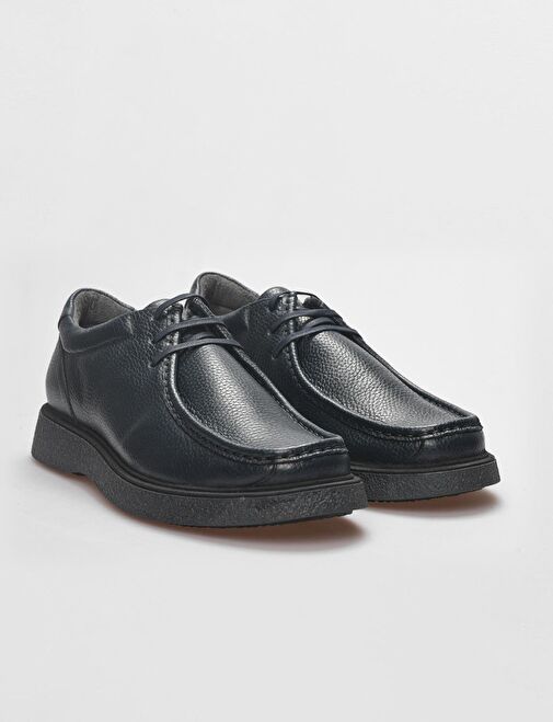 Hakiki Deri Lacivert Bağcıklı Erkek Günlük Ayakkabı - Görsel 3