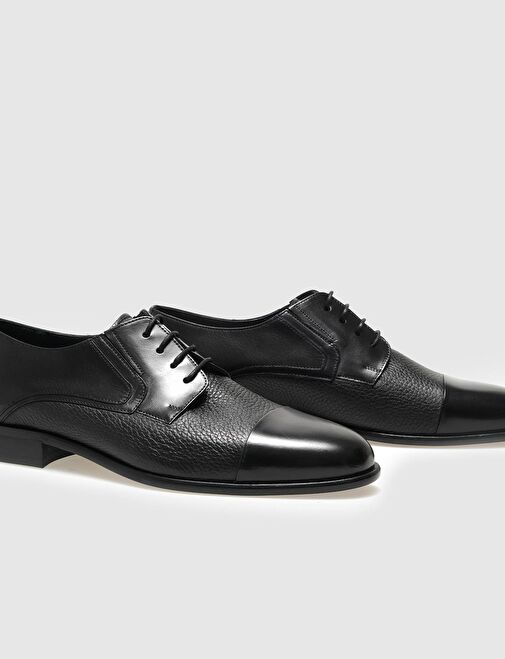 Hakiki Deri Siyah Bağcıklı Erkek Klasik Ayakkabı - Görsel 5