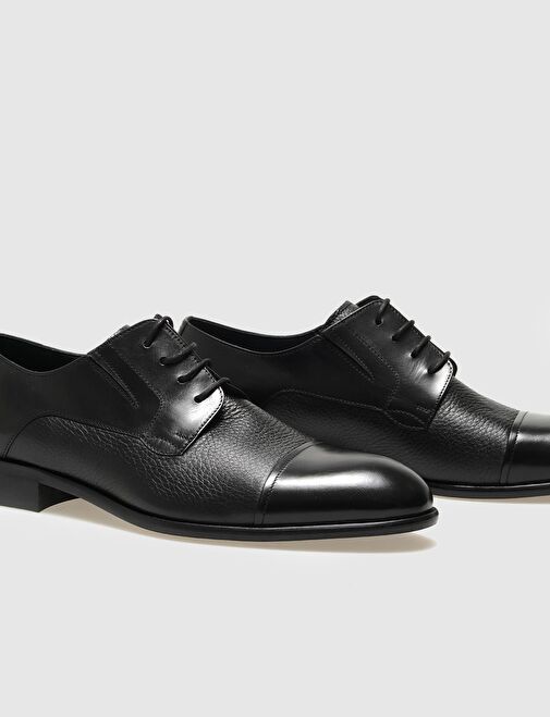 Hakiki Deri Siyah Bağcıklı Erkek Klasik Ayakkabı - Görsel 6