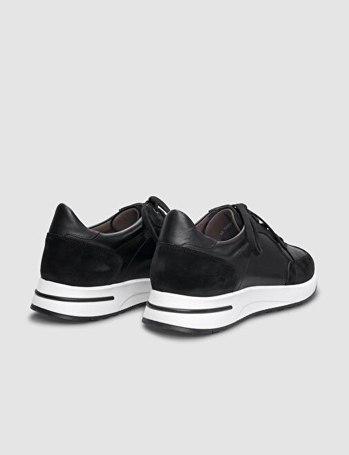 Hakiki Deri Siyah Bağcıklı Erkek Spor Ayakkabı - Görsel 4