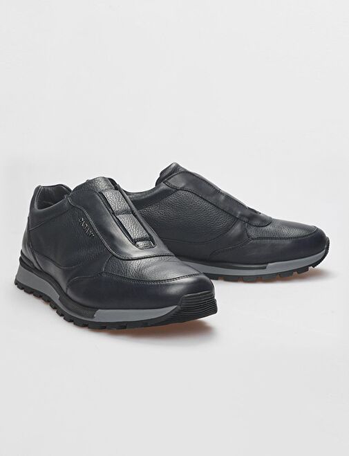 Hakiki Deri Lacivert Kürklü Erkek Spor Ayakkabı - Görsel 5