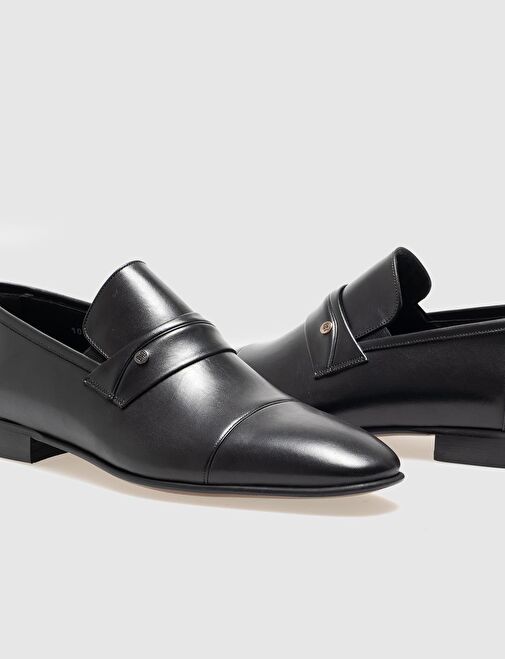 Hakiki Deri Siyah Kemerli Erkek Klasik Ayakkabı - Görsel 5