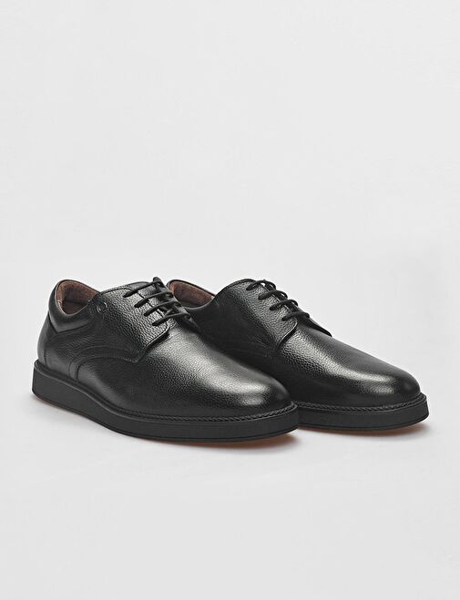 Hakiki Deri Siyah Bağcıklı Erkek Günlük Ayakkabı - Görsel 3