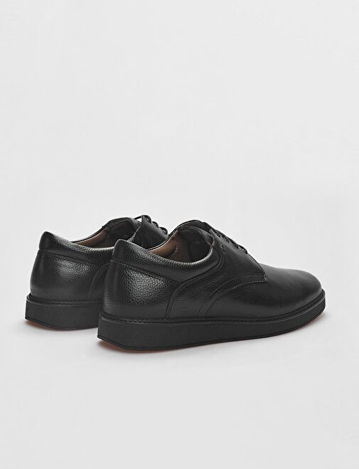 Hakiki Deri Siyah Bağcıklı Erkek Günlük Ayakkabı - Görsel 4